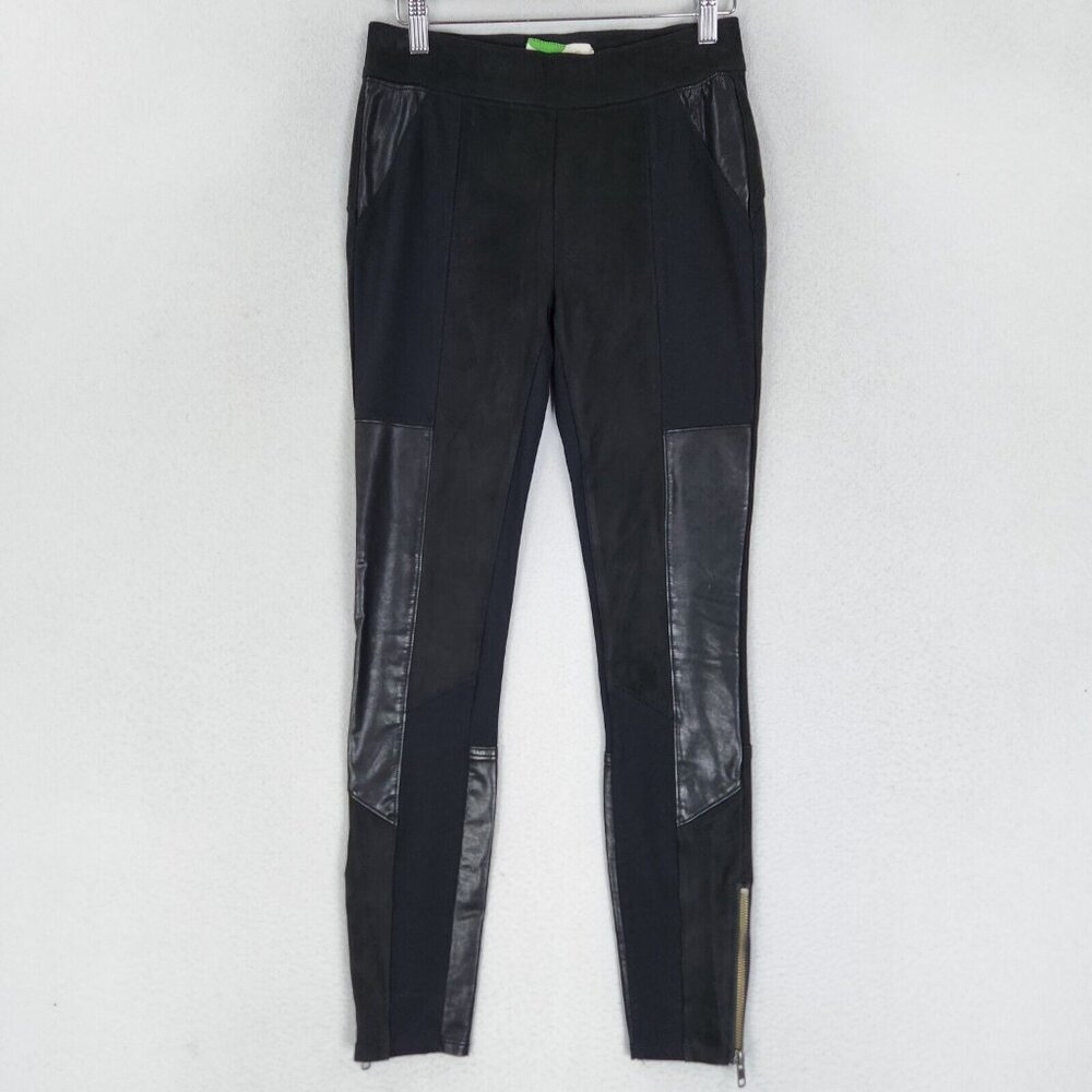 Anthropologie Pants Womens 25 Black Skinny Leg Faux Leather Moto Pull On Ankle